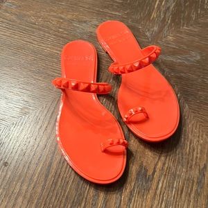Carmen Sol Maria Flat Jelly Sandal, orange.